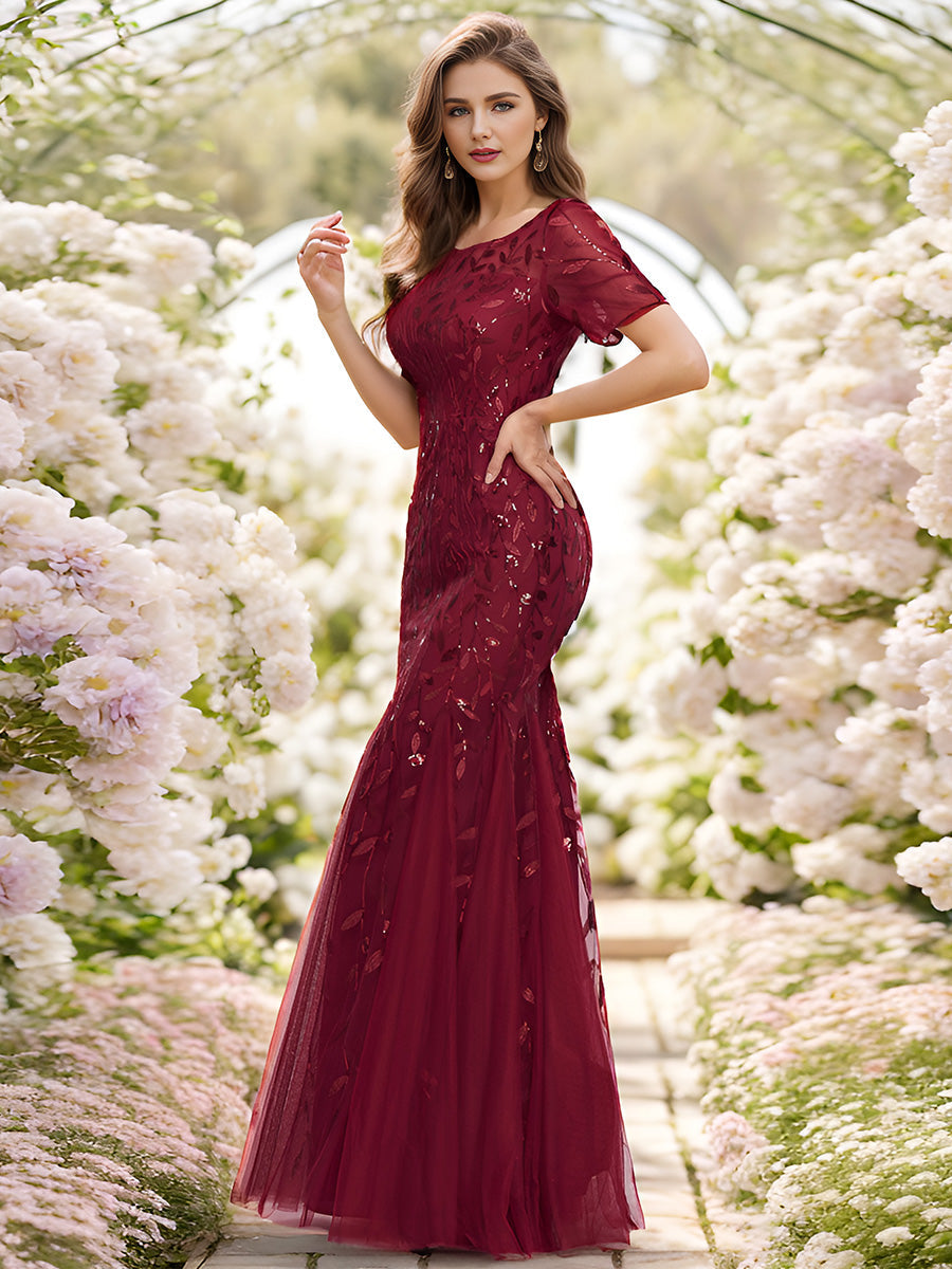 Color=Burgundy | Wholesale Sequin Shiny Fishtail Tulle Dresses for Party-Burgundy 3