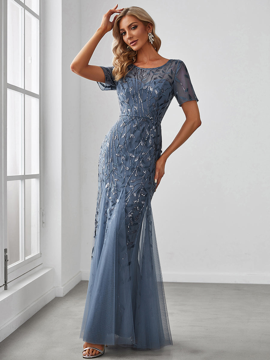 Color=Dusty Blue | Wholesale Sequin Shiny Fishtail Tulle Dresses for Party-Dusty Blue 12