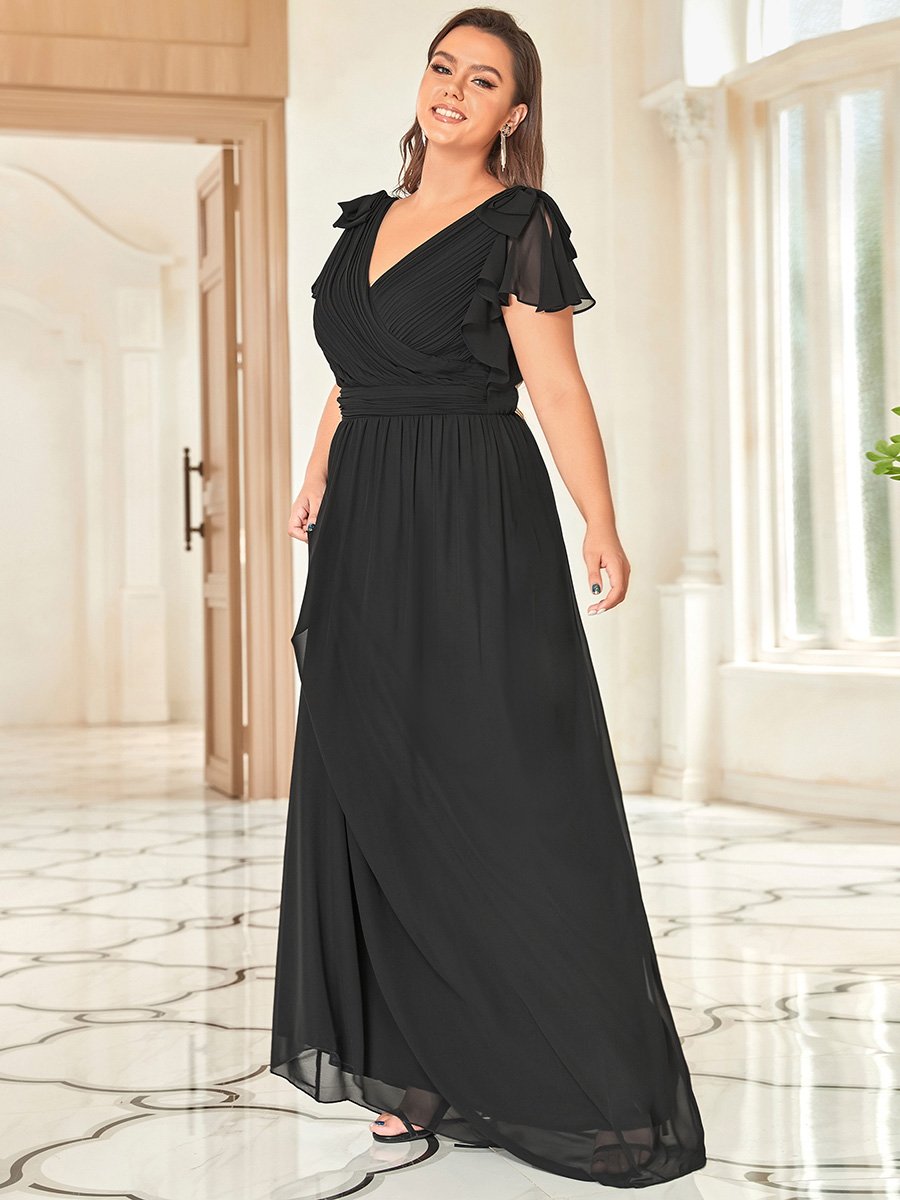 Color=Black | Plus Size Women Floral Sequin Print Fishtail Tulle Dresses Ez07709-Black 3