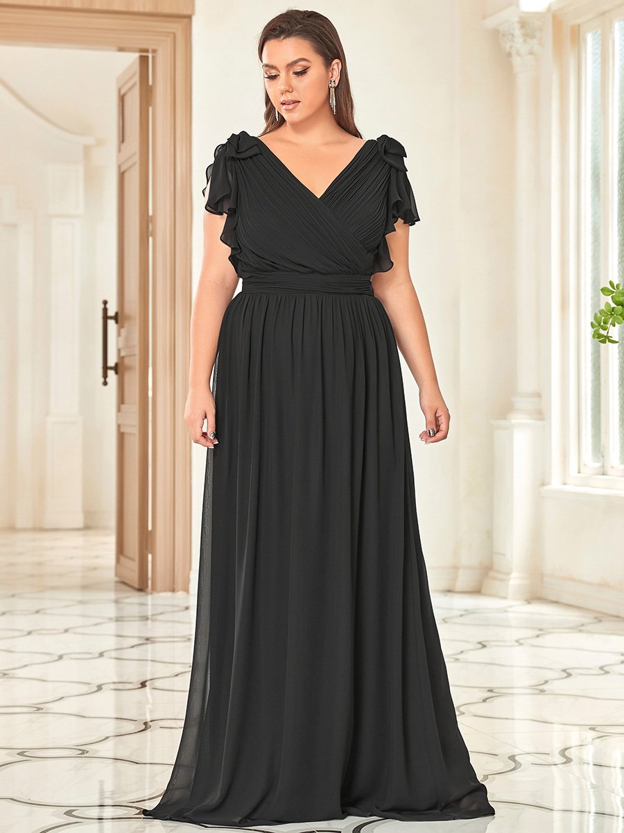 Color=Black | Plus Size Women Floral Sequin Print Fishtail Tulle Dresses Ez07709-Black 4