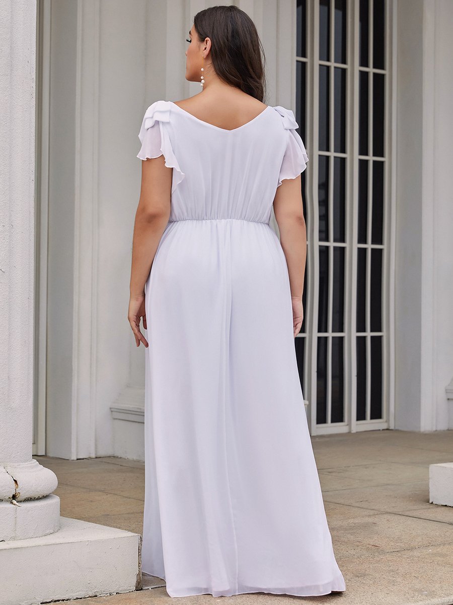 Color=White | Plus Size Women Floral Sequin Print Fishtail Tulle Dresses Ez07709-White 3