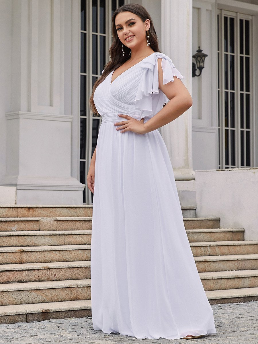 Plus size white chiffon maxi dress Clearance