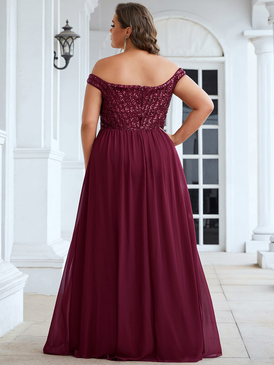 Color=Burgundy | Plus Size Adorable Sweetheart Neckline A-line Wholesale Evening Dresses-Burgundy 2