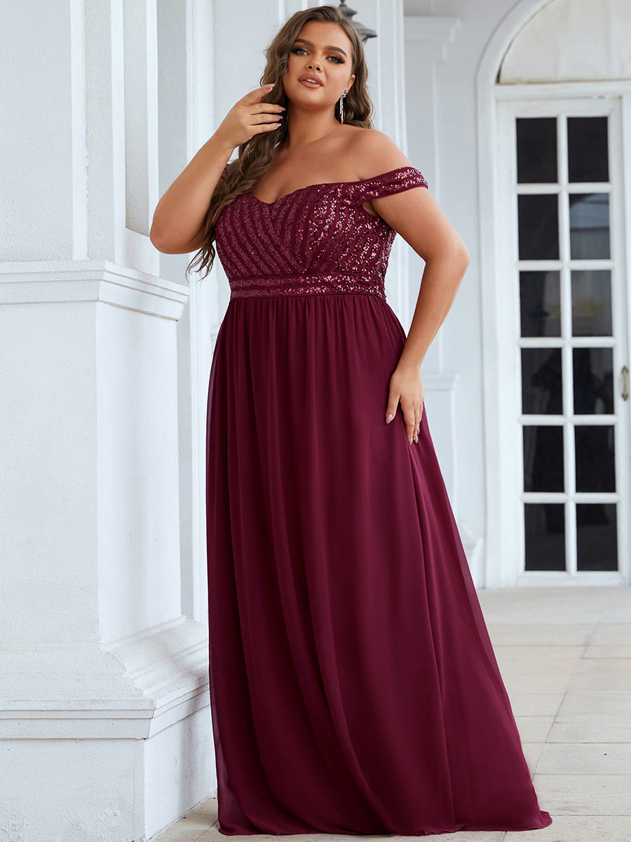Color=Burgundy | Plus Size Adorable Sweetheart Neckline A-line Wholesale Evening Dresses-Burgundy 3