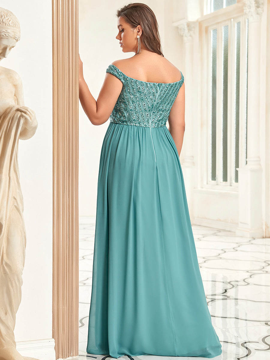 Color=Dusty blue | Plus Size Adorable Sweetheart Neckline A-line Wholesale Evening Dresses-Dusty blue 2