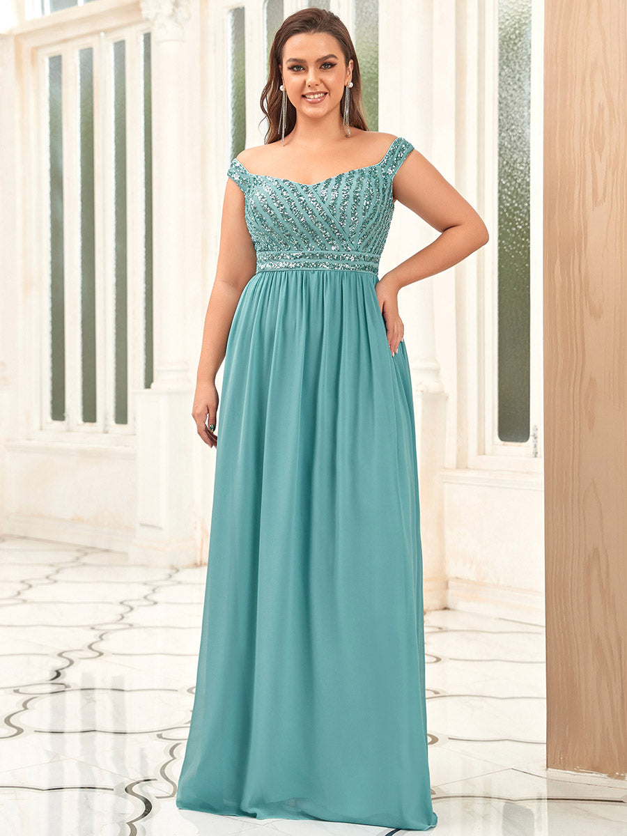 Color=Dusty blue | Plus Size Adorable Sweetheart Neckline A-line Wholesale Evening Dresses-Dusty blue 1