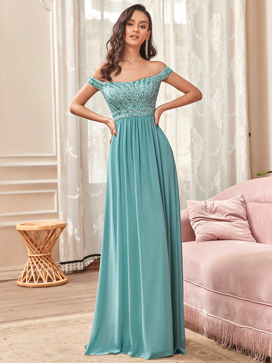 Color=Dusty Blue | Adorable Sweetheart Neckline A-line Wholesale Evening Dresses-Dusty Blue 1