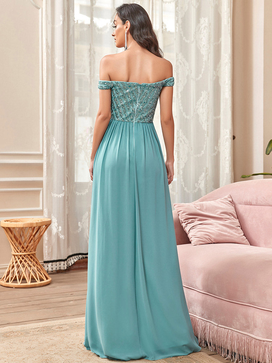 Color=Dusty Blue | Adorable Sweetheart Neckline A-line Wholesale Evening Dresses-Dusty Blue 2