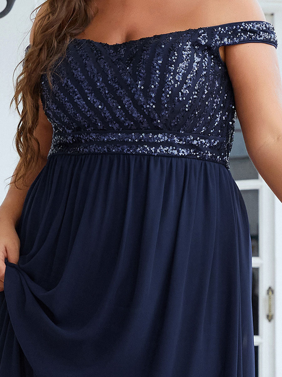 Color=Navy Blue | Plus Size Adorable Sweetheart Neckline A-line Wholesale Evening Dresses-Navy Blue 5