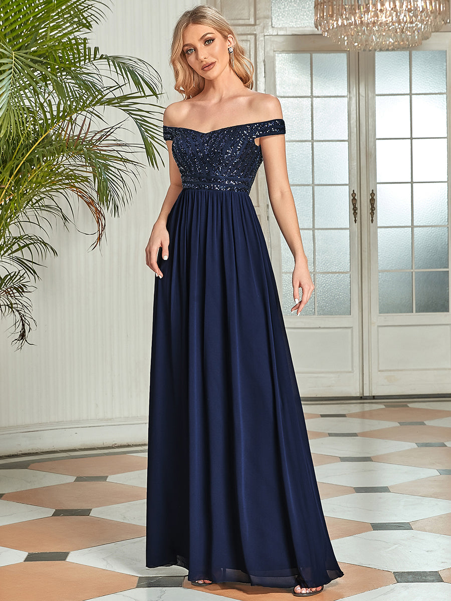 Color=Navy Blue | Adorable Sweetheart Neckline A-line Wholesale Evening Dresses-Navy Blue 1