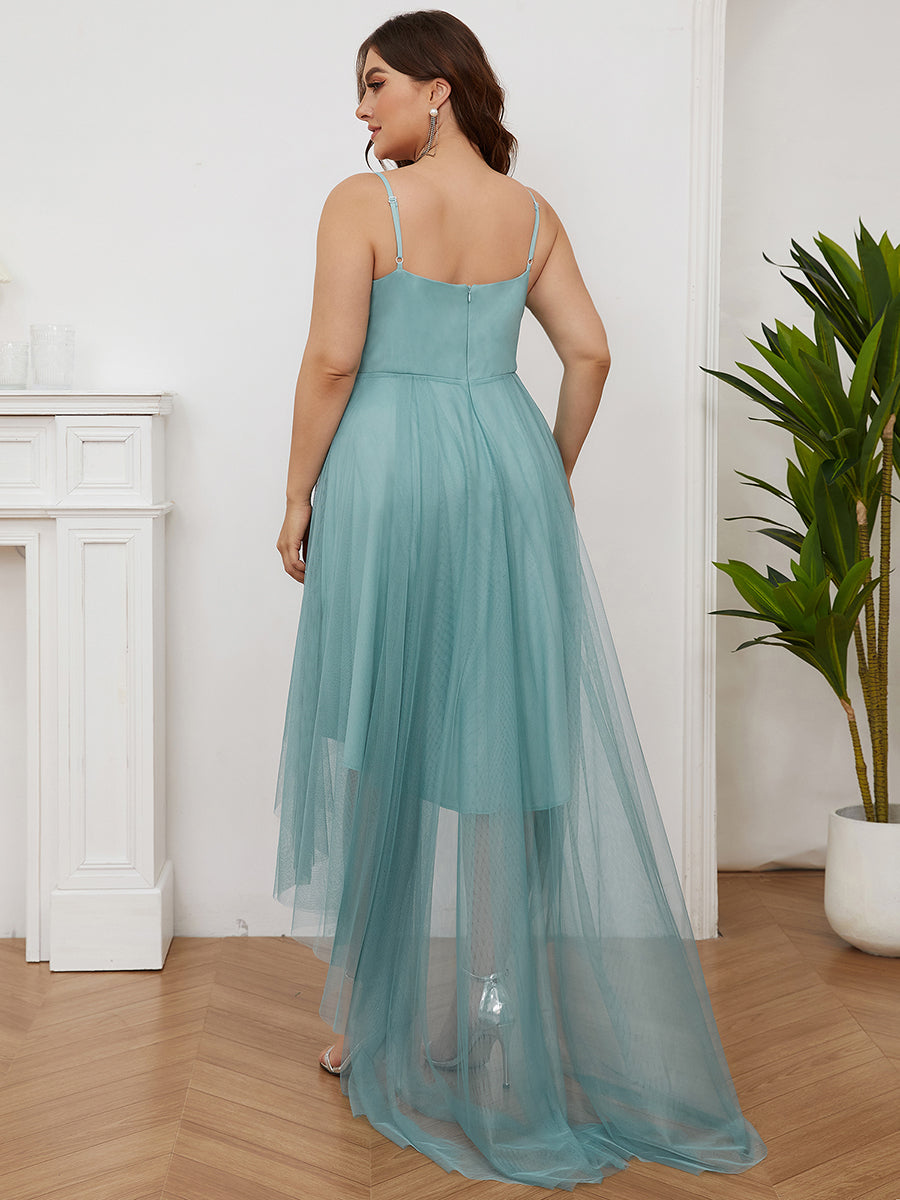 Color=Dusty blue | Modest Wholesale High-Low Tulle Prom Dress For Women-Dusty blue 2