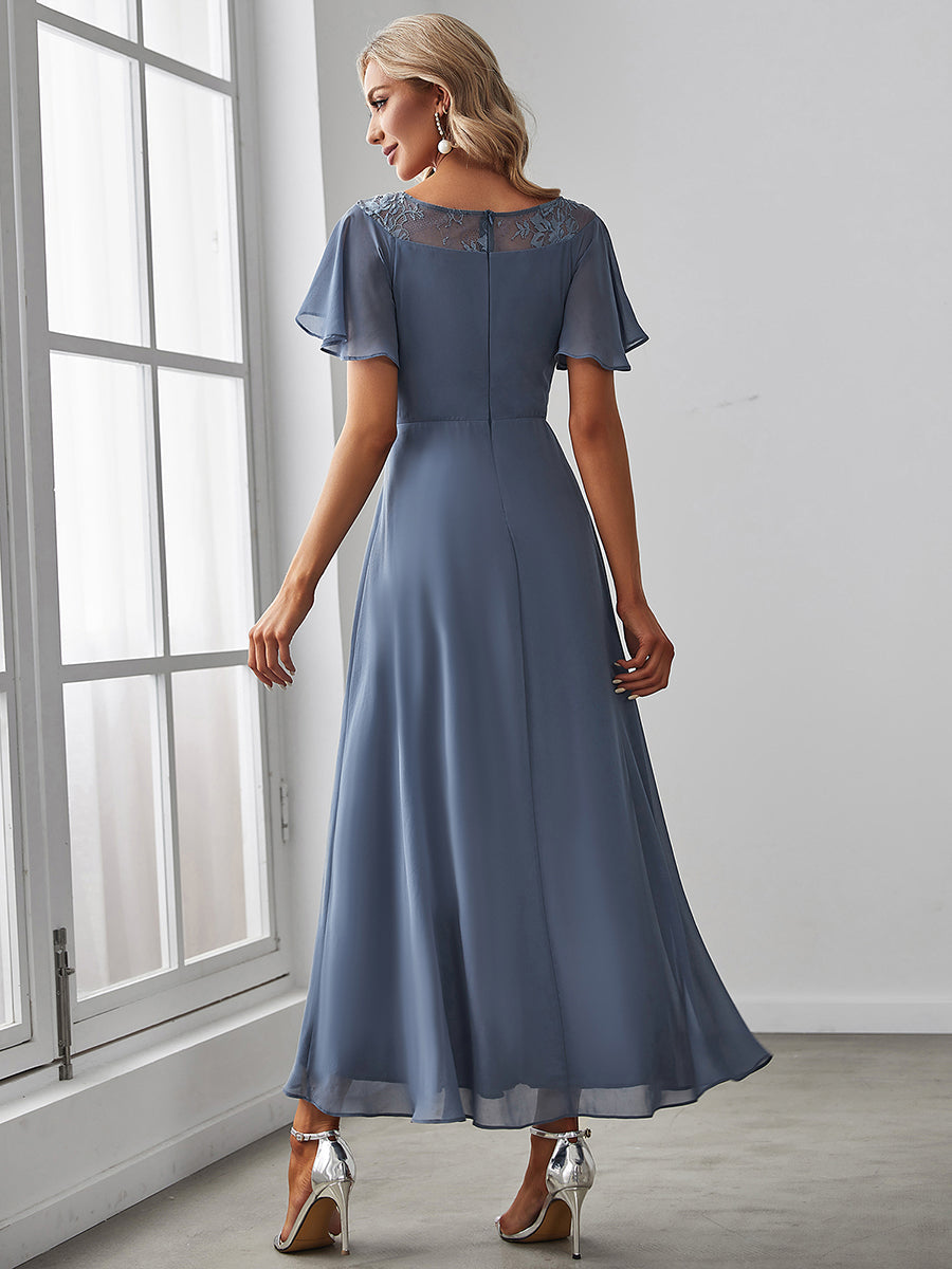 Color=Dusty Blue | Women'S Casual Boat Neck A-Line Midi Dress Wholesale-Dusty Blue 2