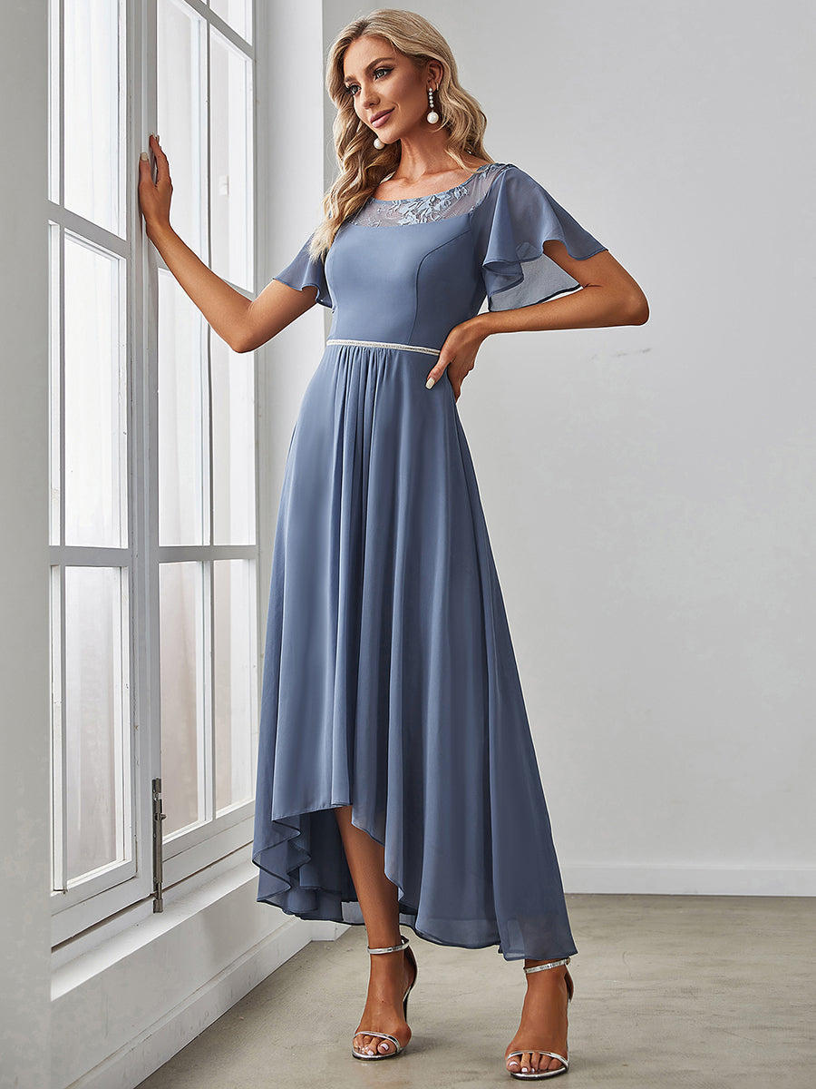 Color=Dusty Blue | Women'S Casual Boat Neck A-Line Midi Dress Wholesale-Dusty Blue 3