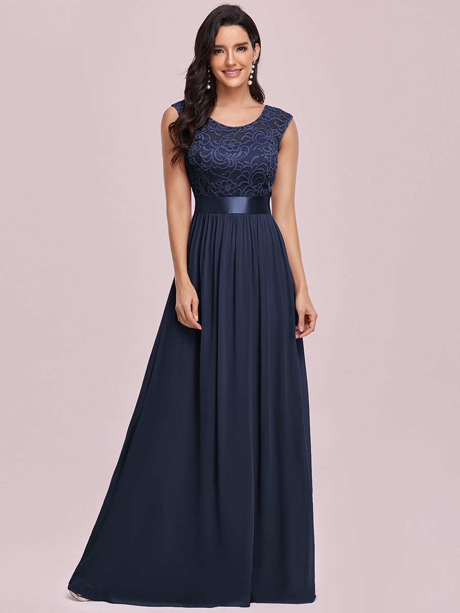 Color=Navy Blue | Wholesale Fahion Bridesmaid Dresses With Lace-Navy Blue 9