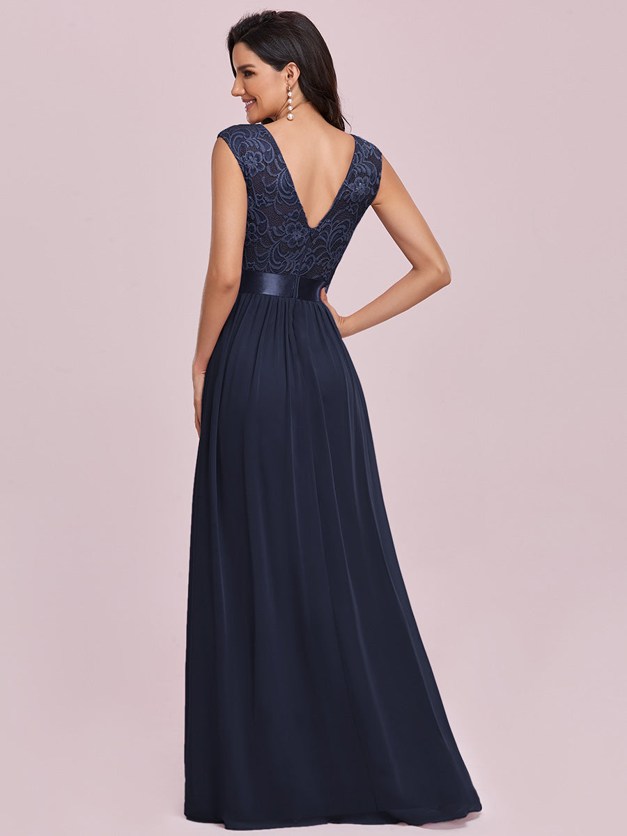 Color=Navy Blue | Wholesale Fahion Bridesmaid Dresses With Lace-Navy Blue 10