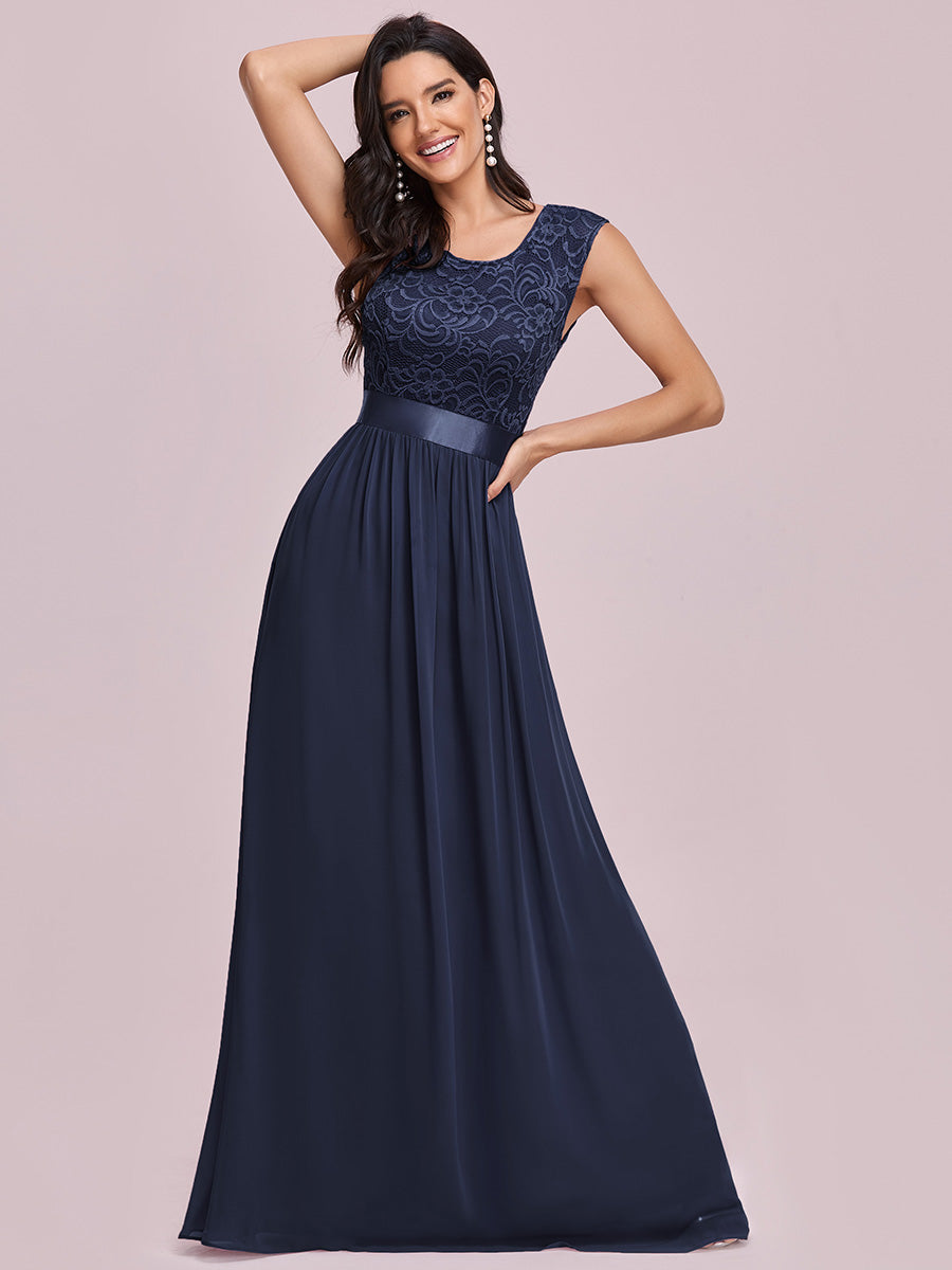 Color=Navy Blue | Wholesale Fahion Bridesmaid Dresses With Lace-Navy Blue 12