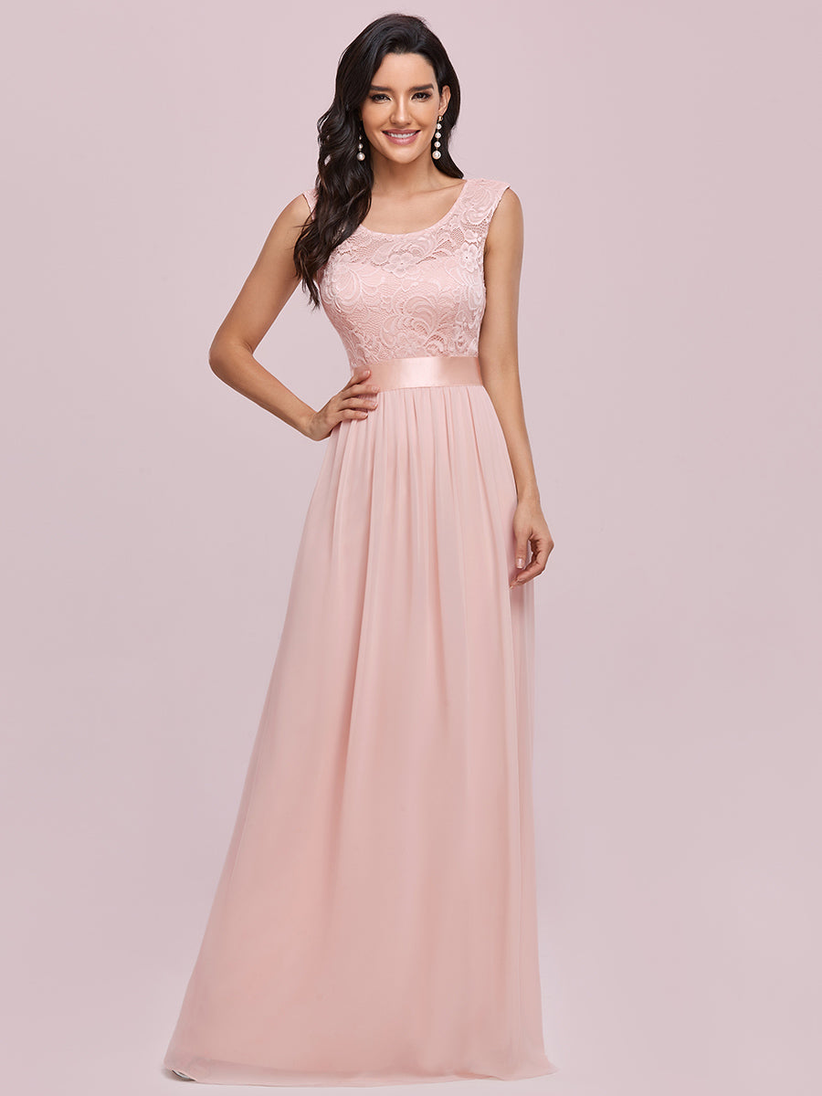 Color=Pink | Wholesale Fahion Bridesmaid Dresses With Lace-Pink 6