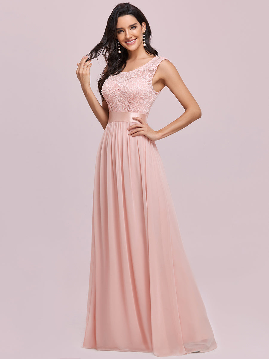 Color=Pink | Wholesale Fahion Bridesmaid Dresses With Lace-Pink 8