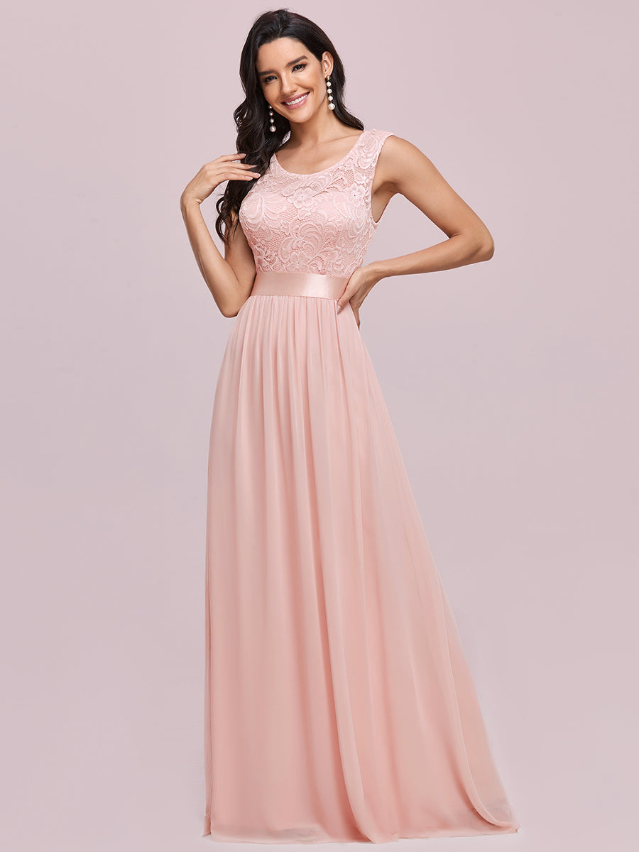 Color=Pink | Wholesale Fahion Bridesmaid Dresses With Lace-Pink 9