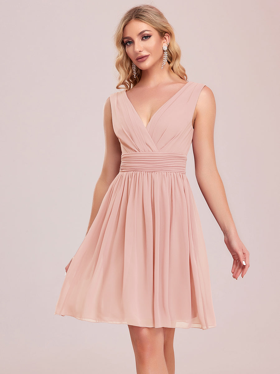 Color=Pink | Double V-Neck Short Party Dress Ep03989-Pink 6