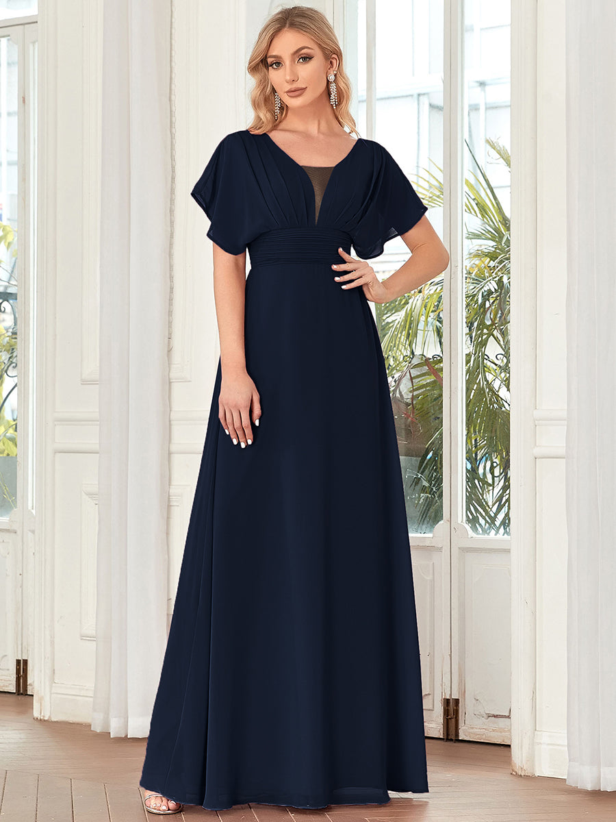 Color=Navy Blue | Women'S A-Line Empire Waist Maxi Evening Dresses Ep07851-Navy Blue 1