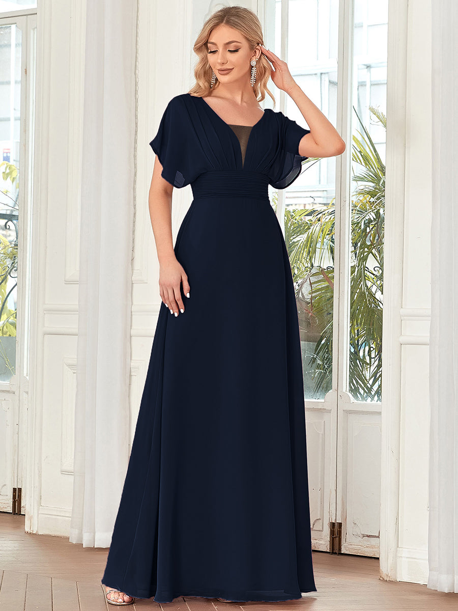 Color=Navy Blue | Women'S A-Line Empire Waist Maxi Evening Dresses Ep07851-Navy Blue 3