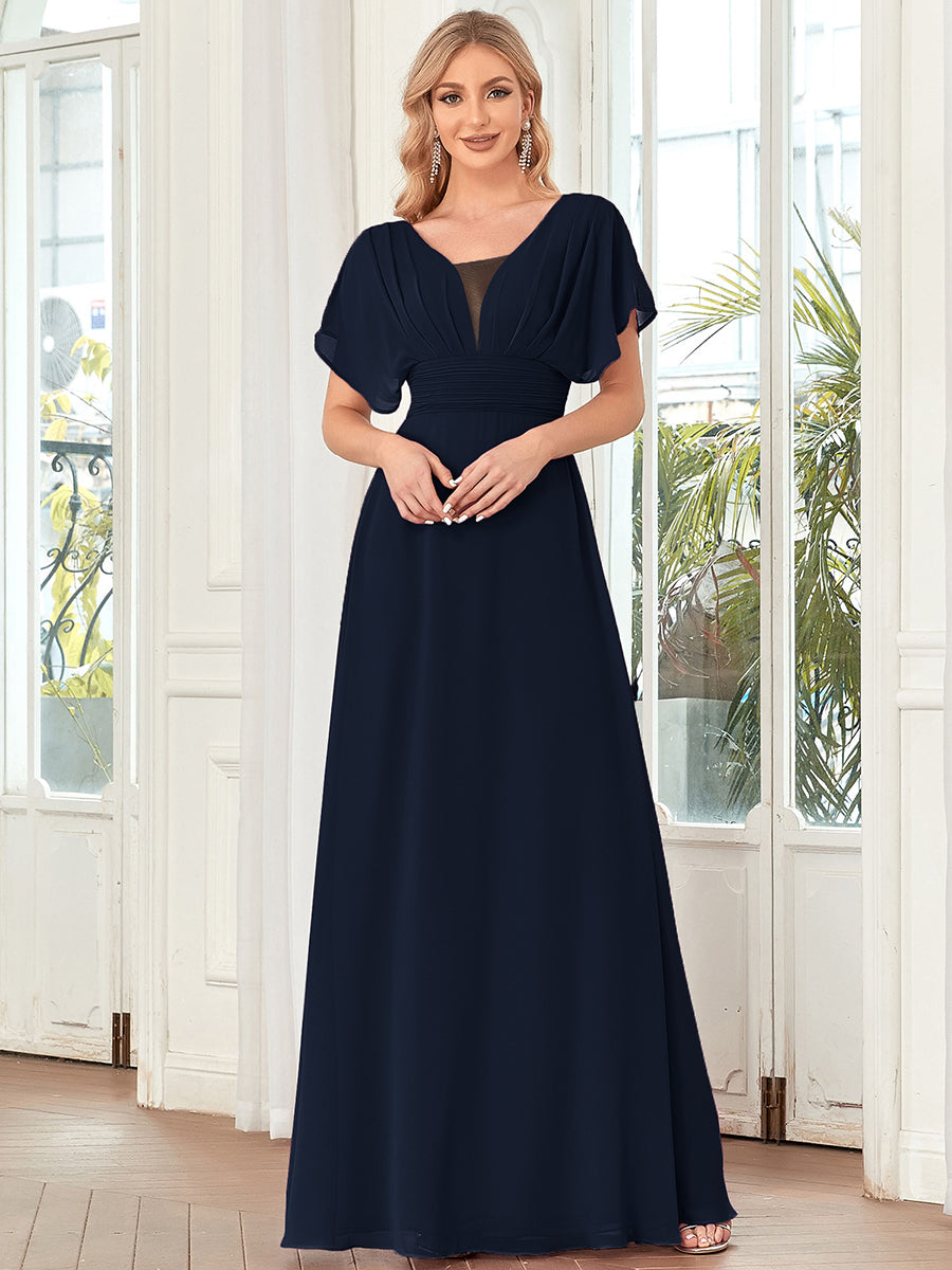 Color=Navy Blue | Women'S A-Line Empire Waist Maxi Evening Dresses Ep07851-Navy Blue 4