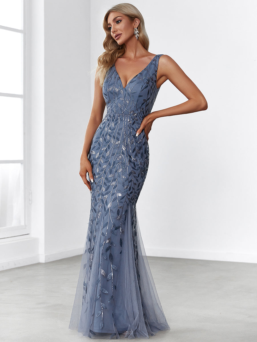 Color=Dusty Navy | classic-fishtail-sequin-wholesale-evening-dresses-for-women-ep07886-Dusty Navy 1