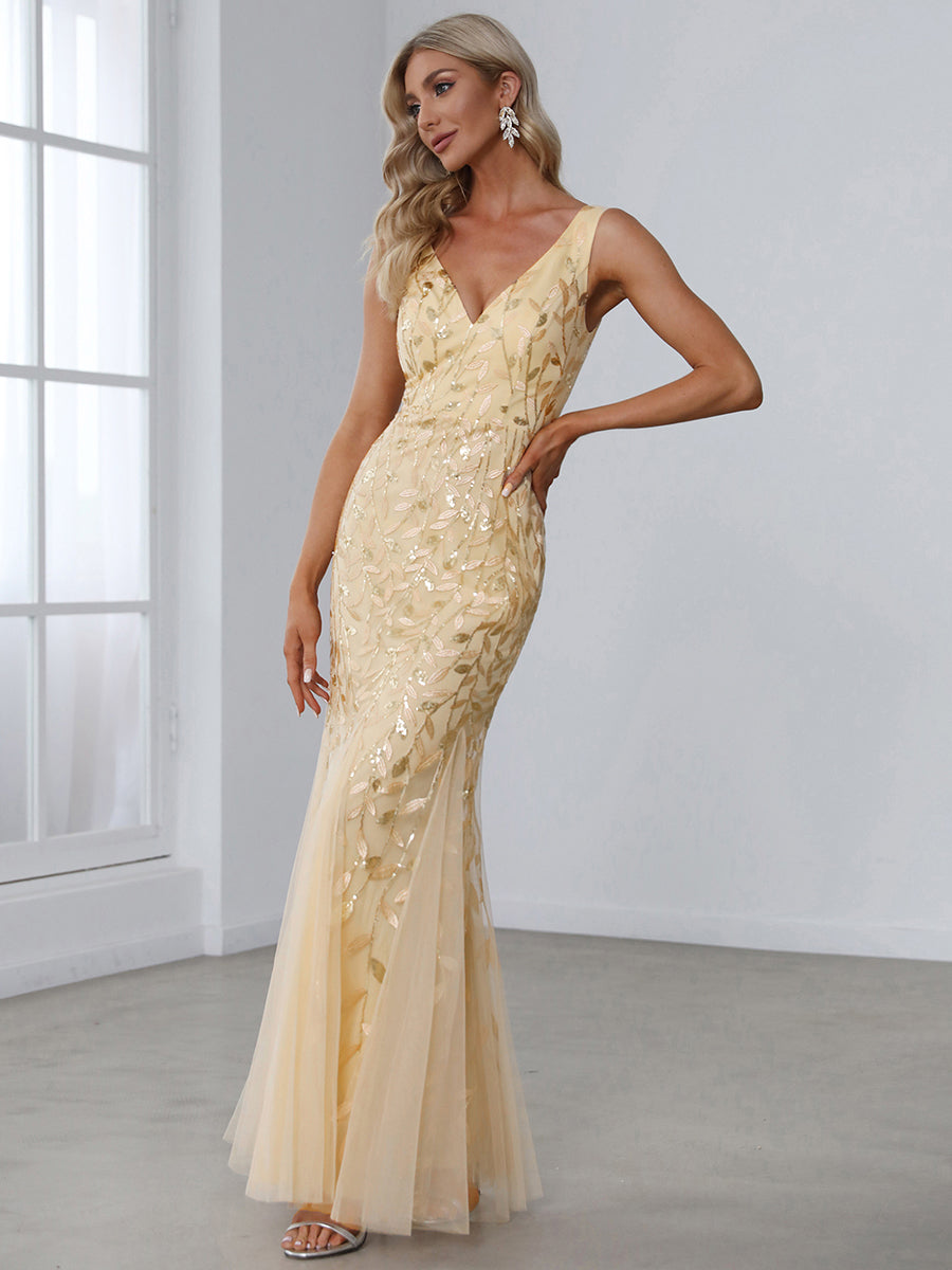 Color=Gold | classic-fishtail-sequin-wholesale-evening-dresses-for-women-ep07886-Gold 4