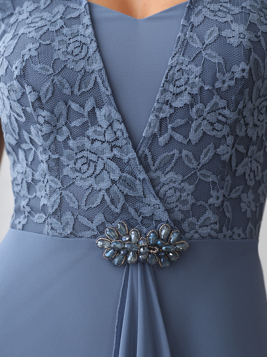 Color=Dusty Blue | Sweetheart Floral Lace Wholesale Wedding Guest Dress-Dusty Blue 5