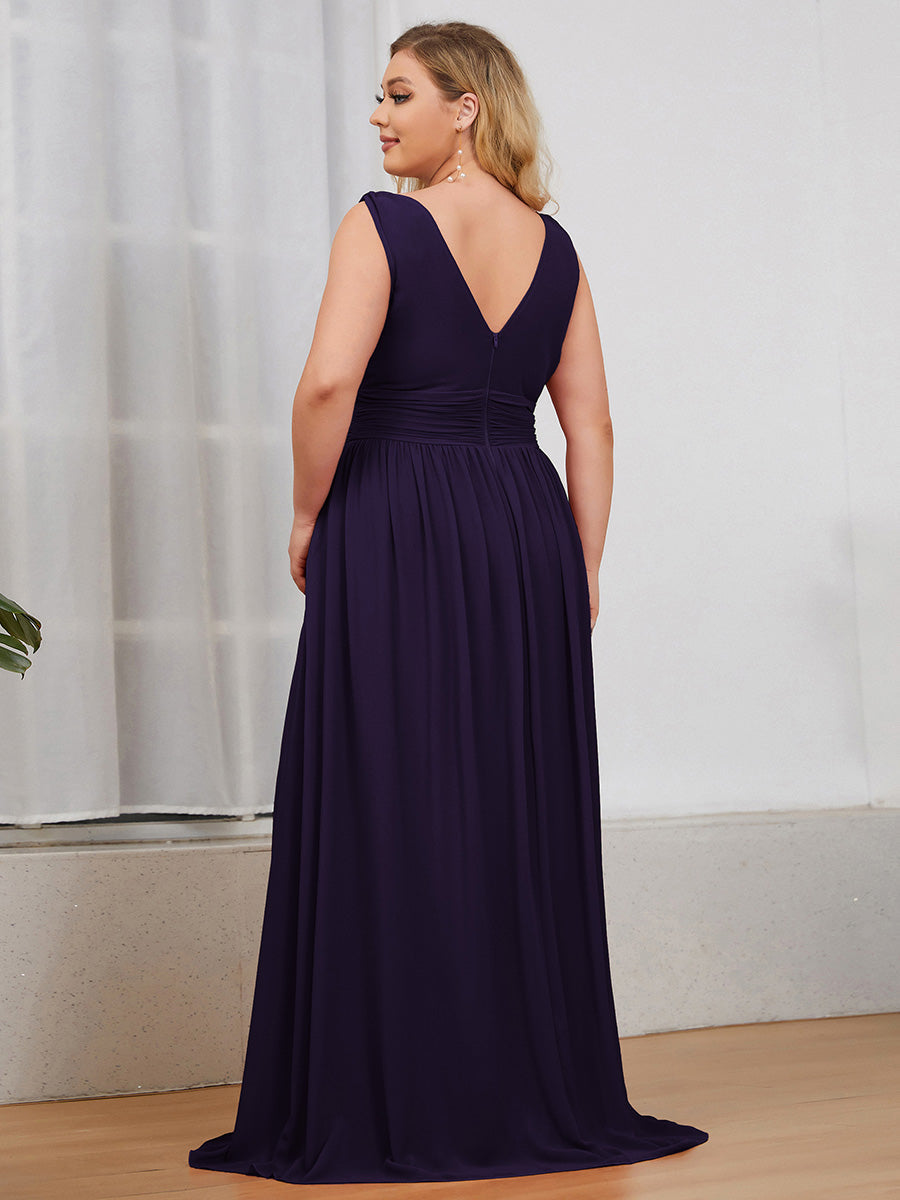 Color=Dark Purple | double-v-neck-maxi-long-wholesale-plus-size-evening-dresses-epp9016-Dark Purple 2