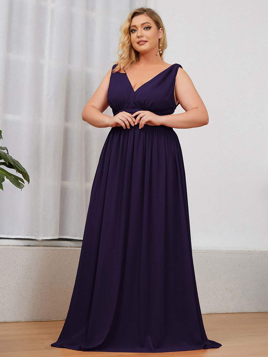Color=Dark Purple | double-v-neck-maxi-long-wholesale-plus-size-evening-dresses-epp9016-Dark Purple 4