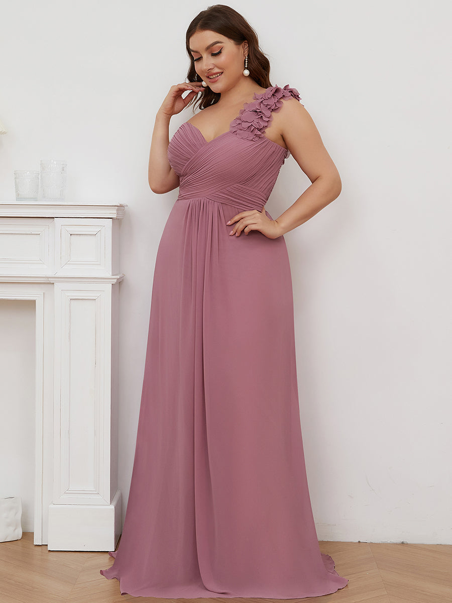 Color=Orchid | One Shoulder Plus Size Chiffon Bridesmaid Dresses For Wholesale-Orchid 3