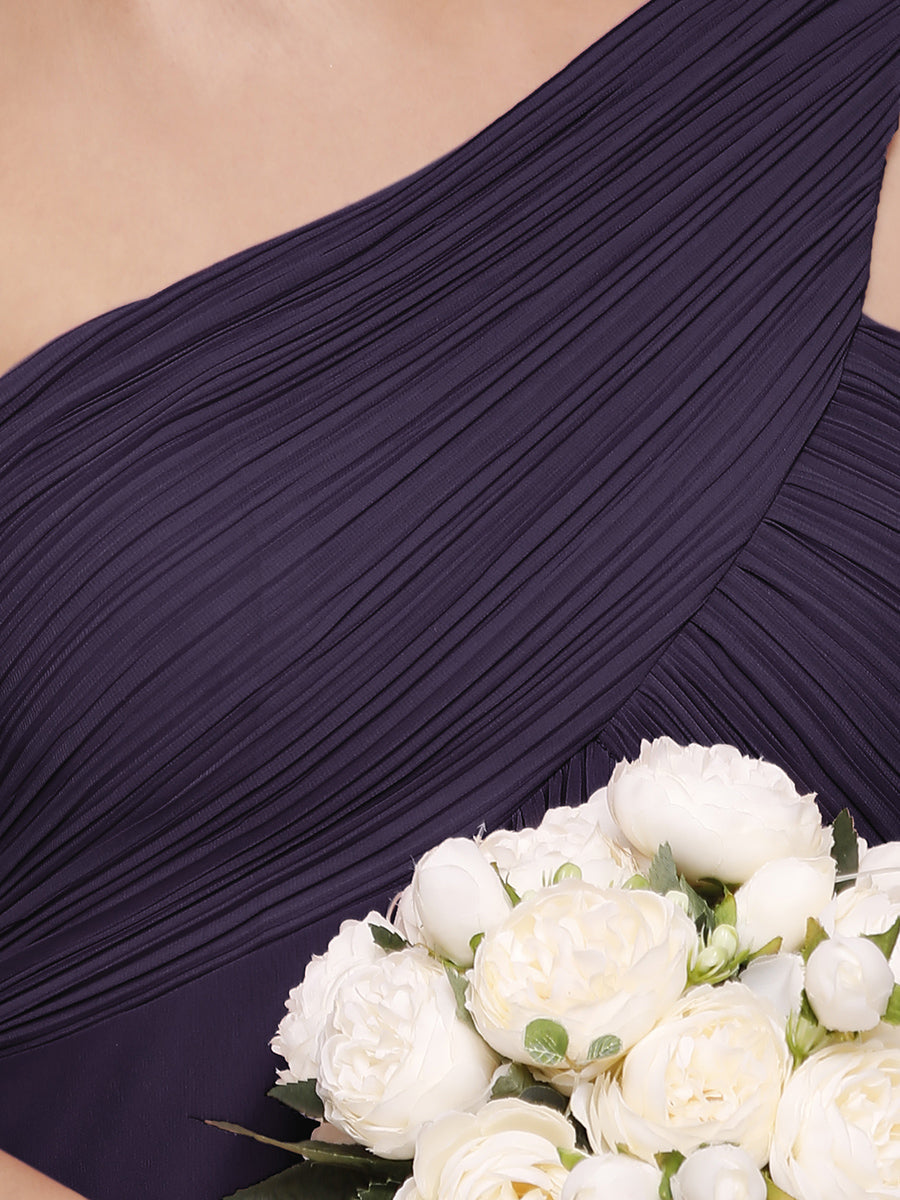 Color=Dark Purple | One Shoulder Chiffon Ruffles Long Evening Dresses for Wholesale-Dark Purple 5